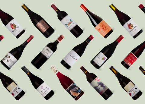 Best Sellers 6 pack Red Wine Selection image - light colored background with various images of bottles of wine